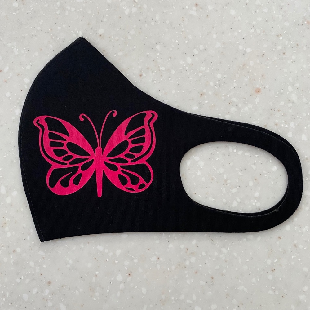 Face mask “ two pink neon butterflies”